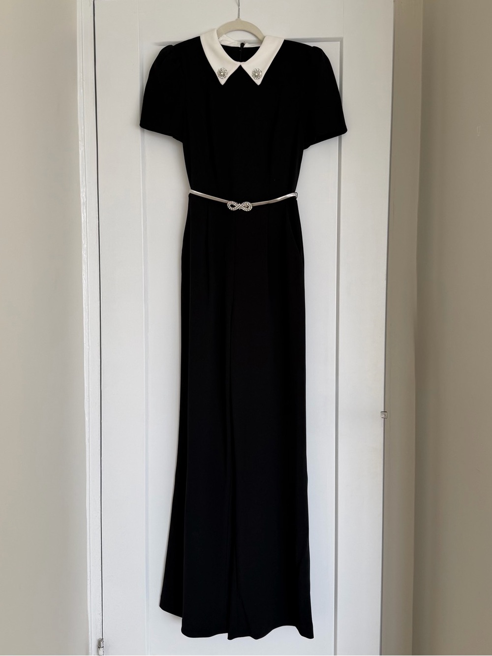 Tommy Hilfiger Black Jumpsuit with White Contrast Collar